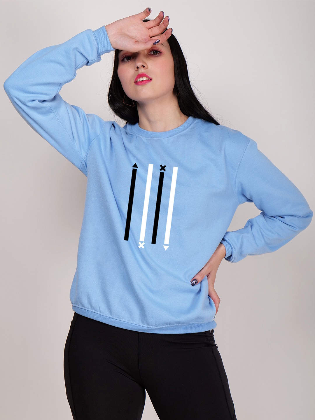 

Fashion And Youth Round Neck Graphic Printed Pullover Fleece Sweatshirt, Blue