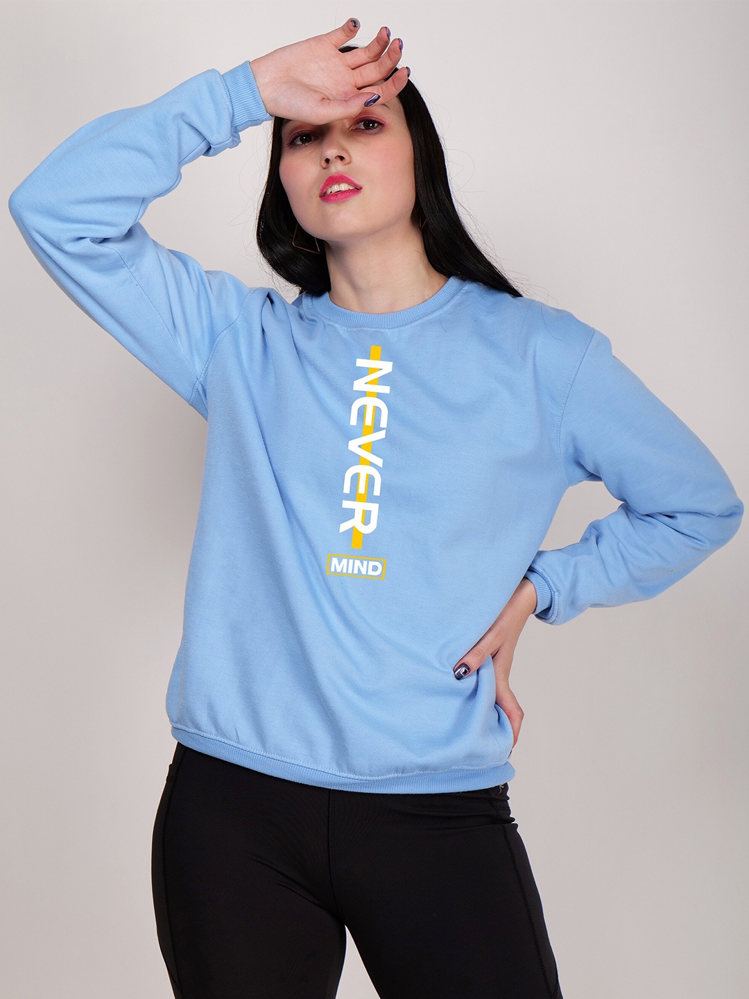 

Fashion And Youth Typography Printed Long Sleeves Fleece Pullover Sweatshirt, Blue