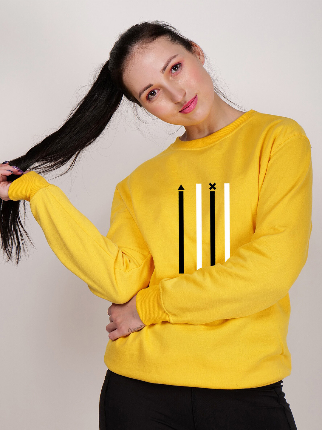 

Fashion And Youth Geometric Printed Fleece Sweatshirt, Yellow