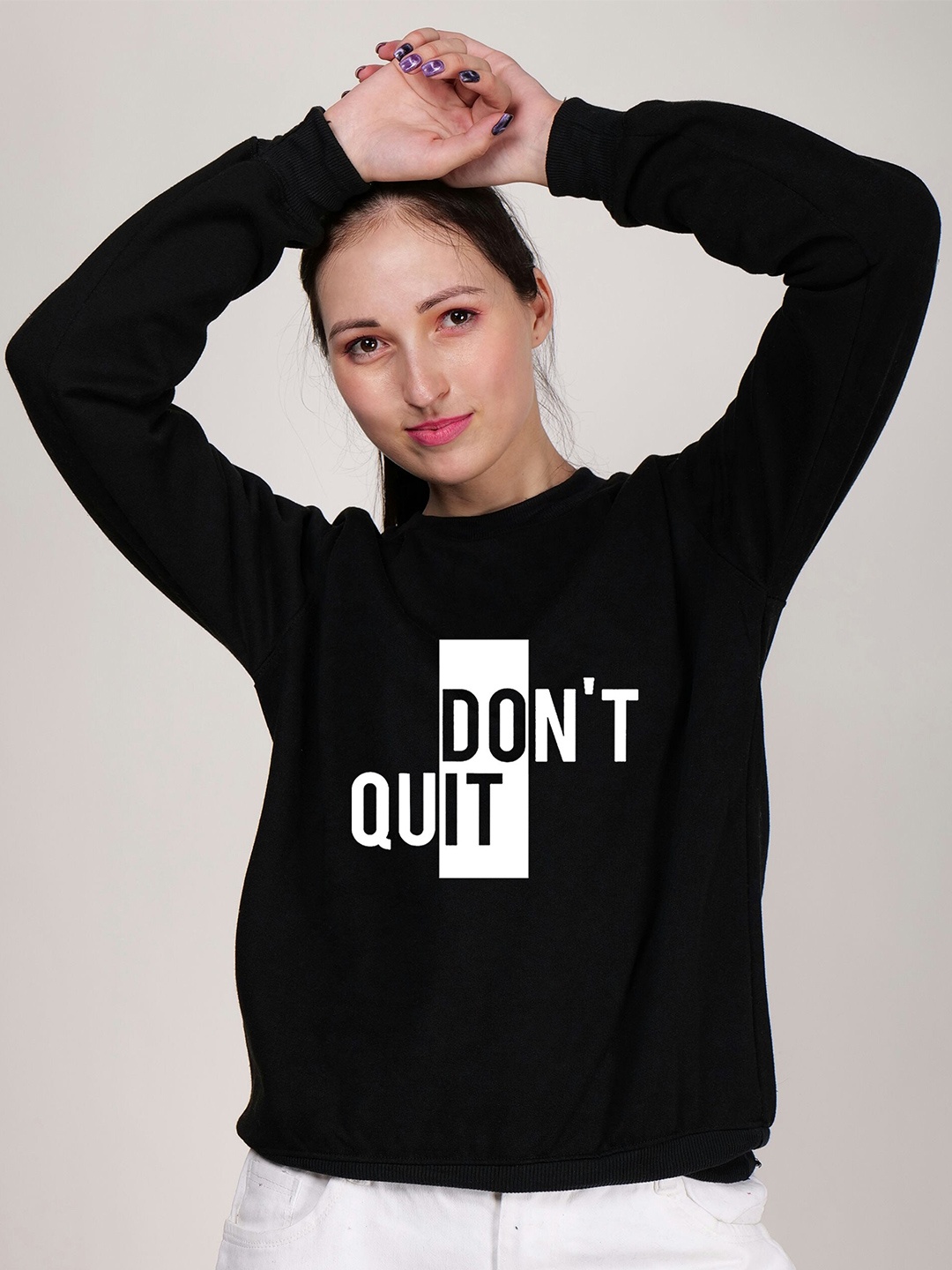 

Fashion And Youth Typography Printed Fleece Sweatshirt, Black