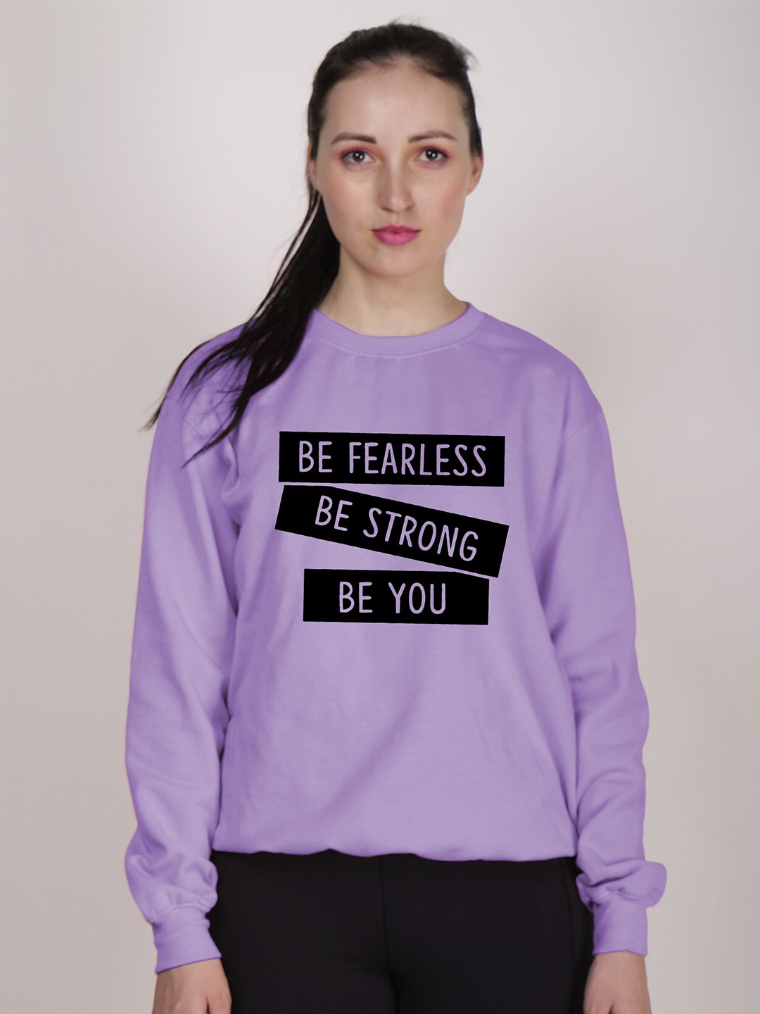 

Fashion And Youth Typography Printed Fleece Pullover, Lavender