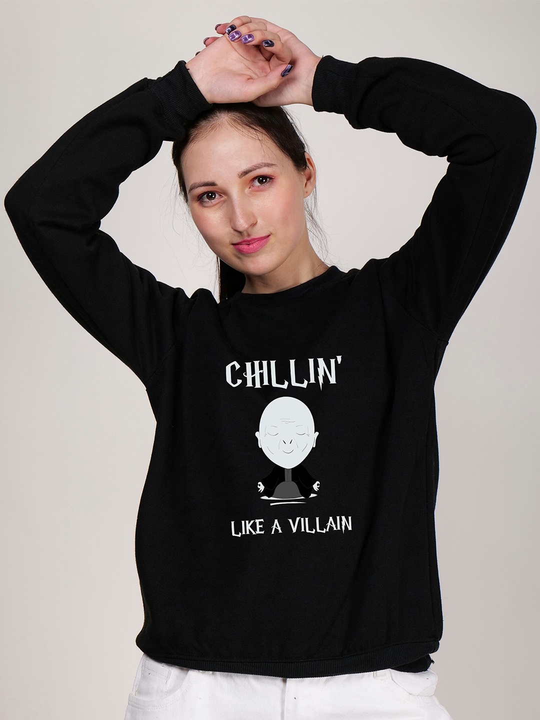 

Fashion And Youth Printed Fleece Pullover Sweatshirt, Black