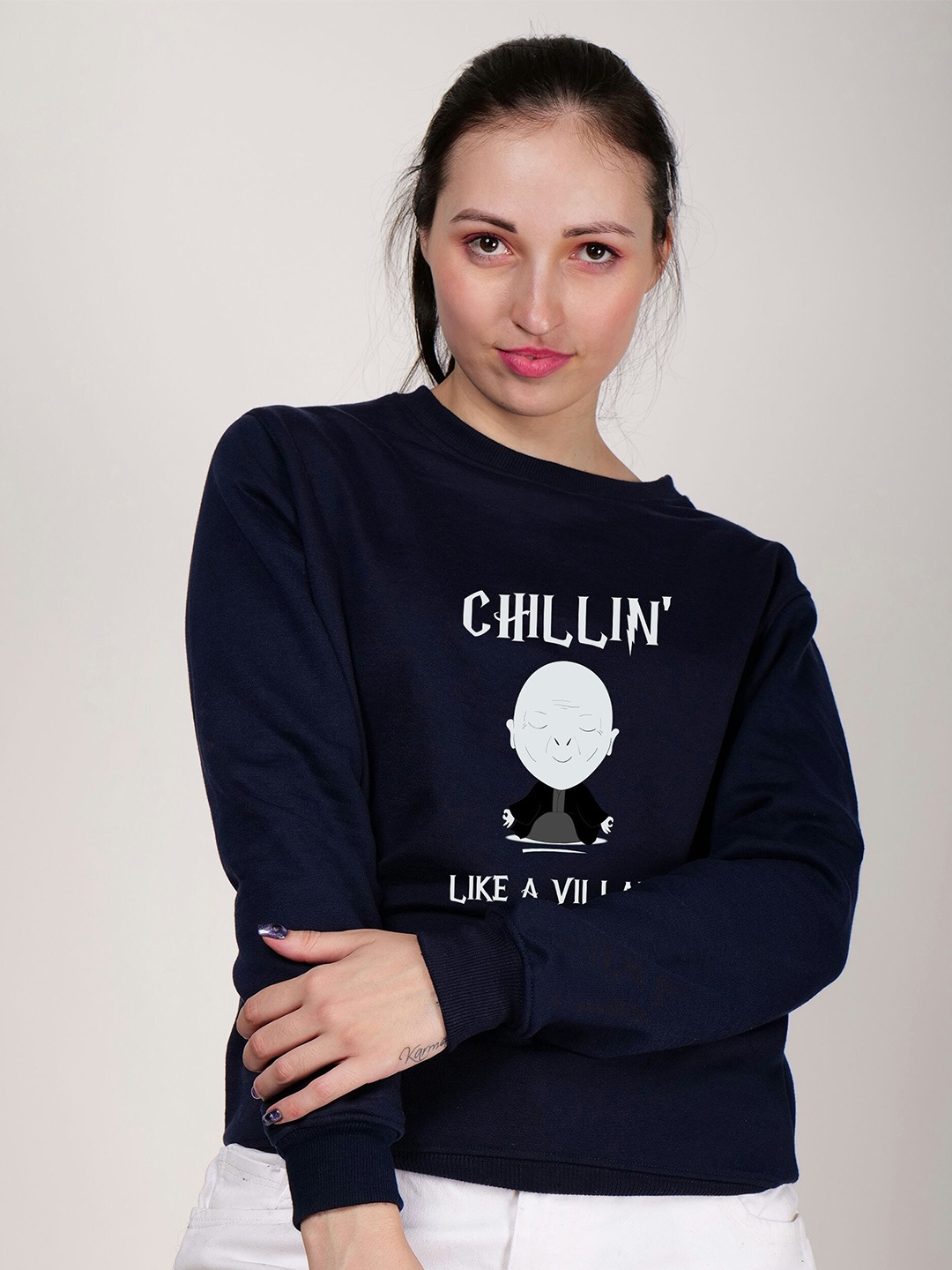 

Fashion And Youth Typography Printed Fleece Sweatshirt, Navy blue
