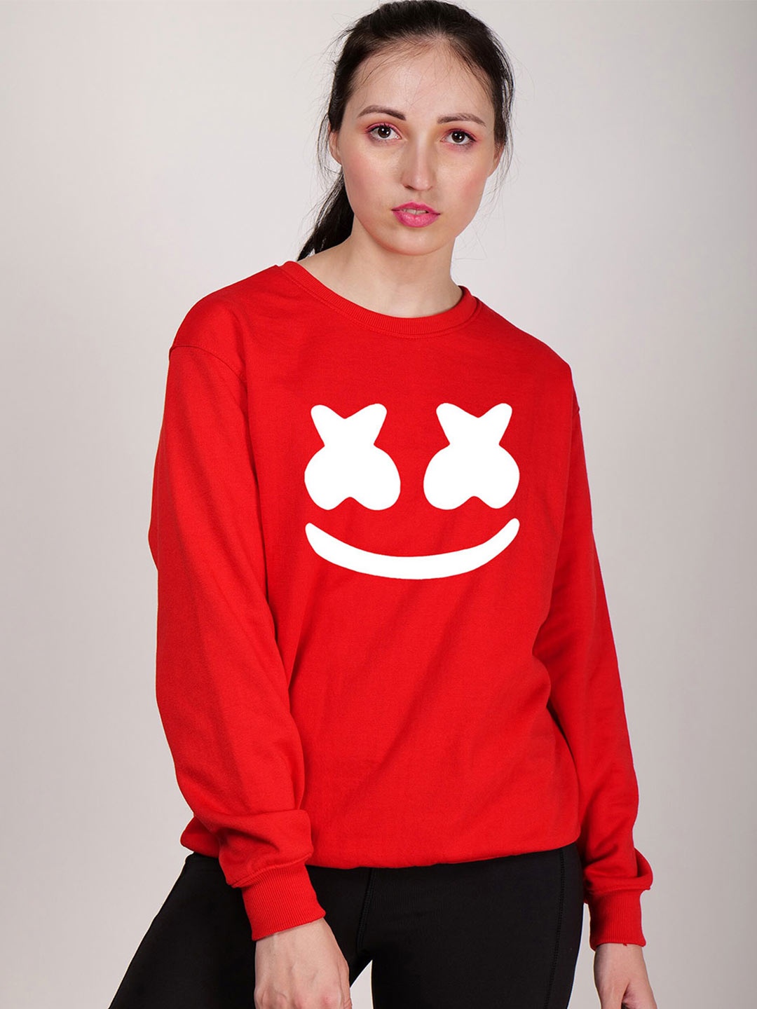 

Fashion And Youth Marshmellow Printed Fleece Pullover Sweatshirt, Red