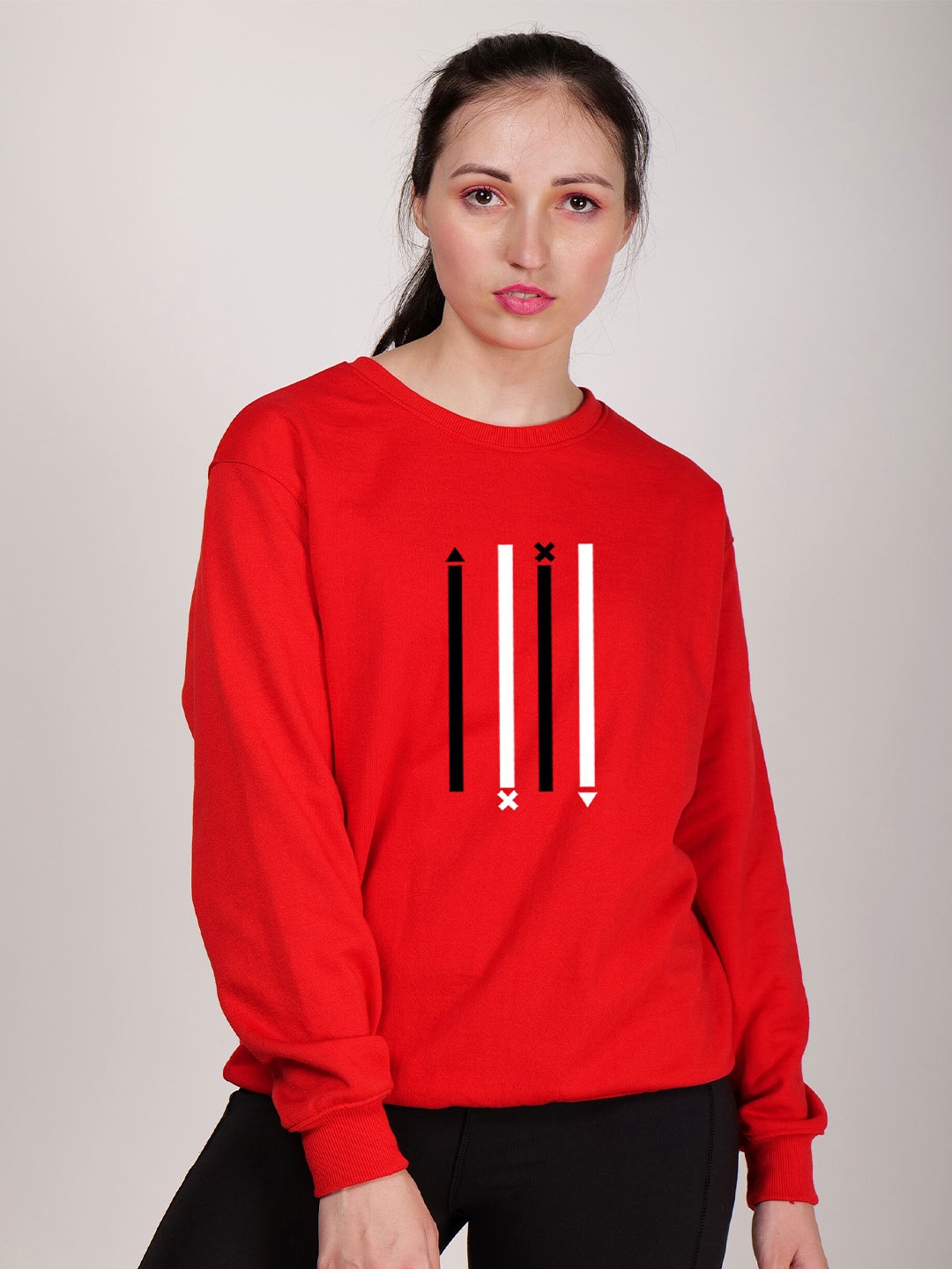 

Fashion And Youth Geometric Printed Fleece Sweatshirt, Red