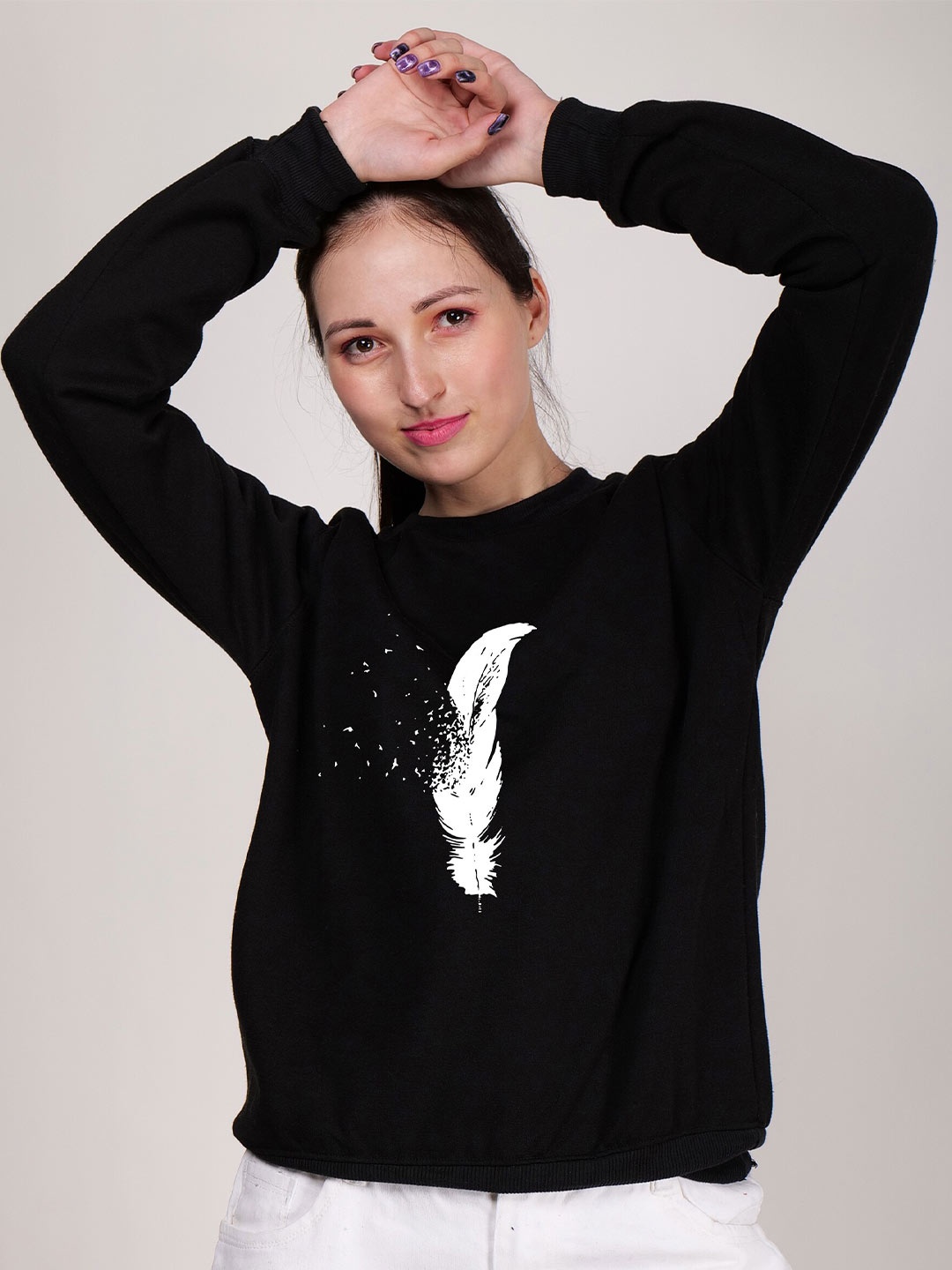 

Fashion And Youth Graphic Printed Fleece Pullover, Black