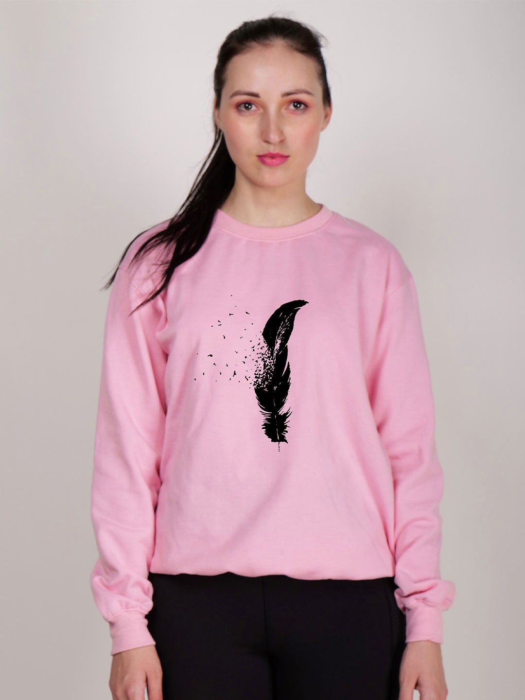 

Fashion And Youth Graphic Printed Long Sleeves Fleece Pullover Sweatshirt, Pink