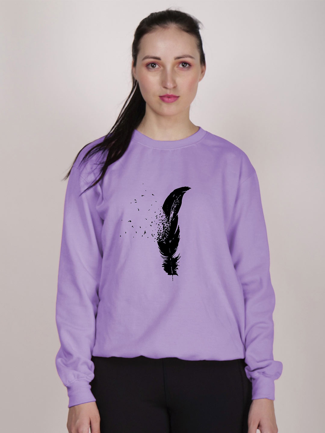 

Fashion And Youth Graphic Printed Fleece Pullover, Lavender