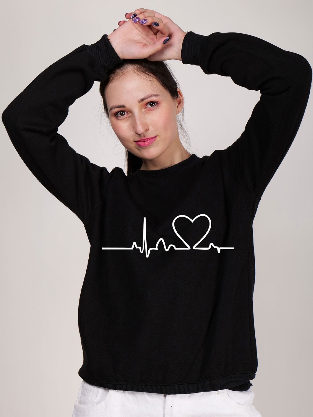 

Fashion And Youth Graphic Printed Fleece Sweatshirt, Black
