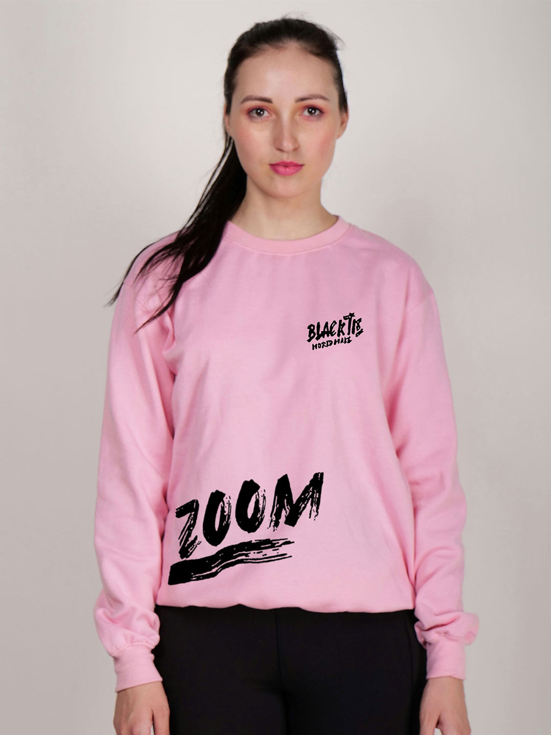 

Fashion And Youth Typography Printed Round Neck Fleece Pullover Sweatshirt, Pink
