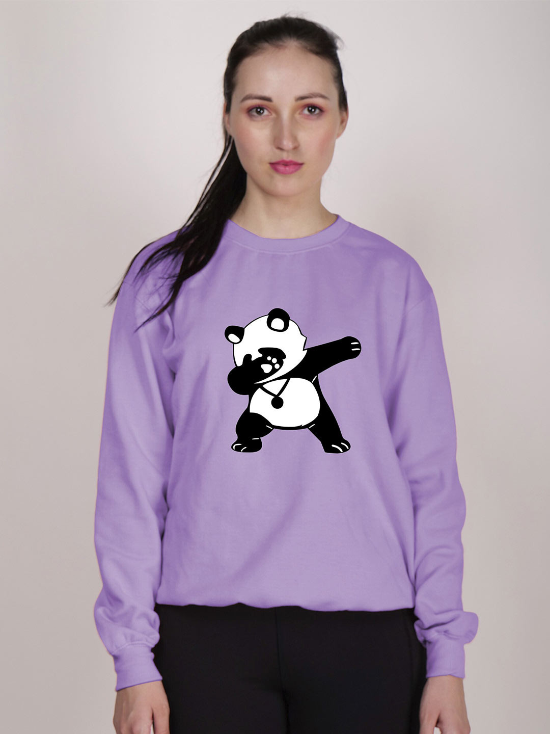 

Fashion And Youth Round Neck Graphic Printed Pullover Fleece Sweatshirt, Lavender