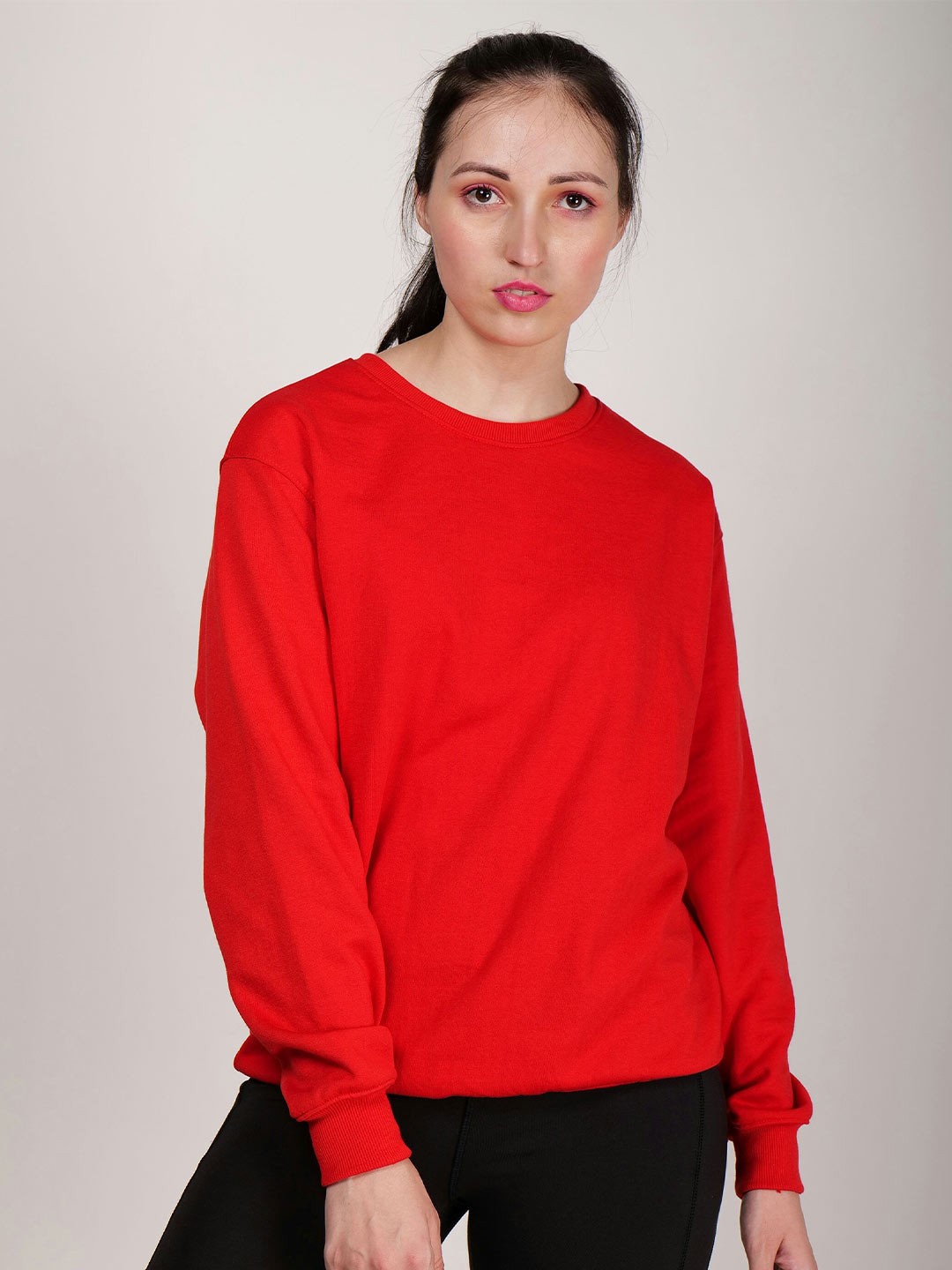 

Fashion And Youth Round Neck Fleece Sweatshirt, Red