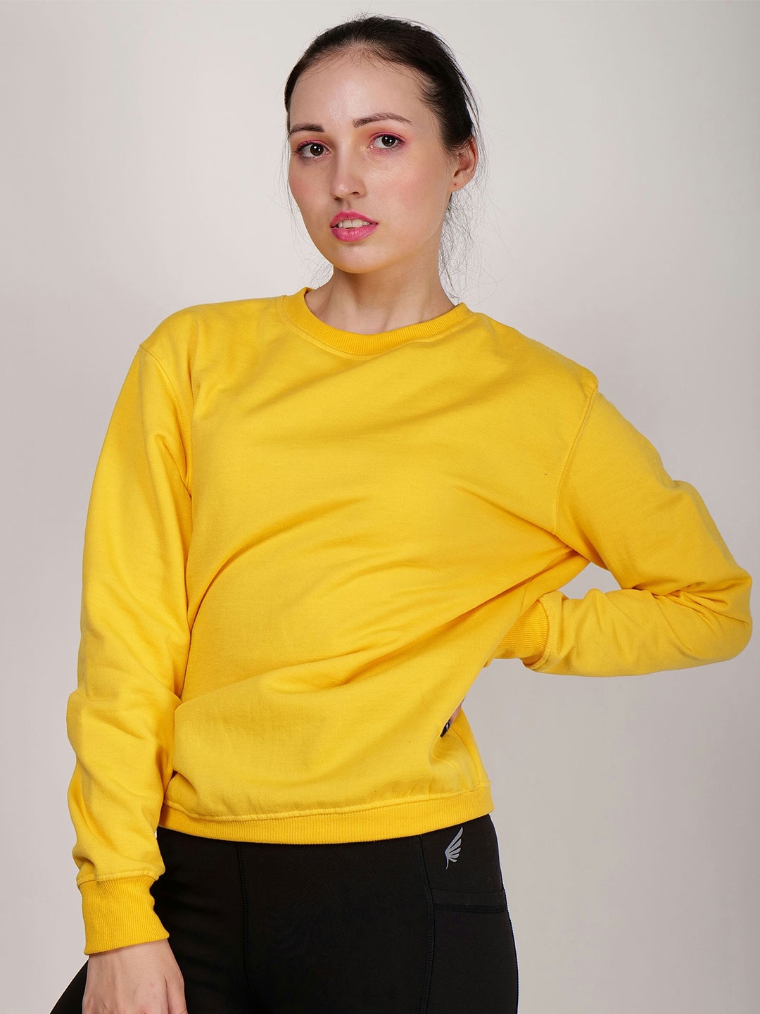 

Fashion And Youth Round Neck Fleece Sweatshirt, Yellow