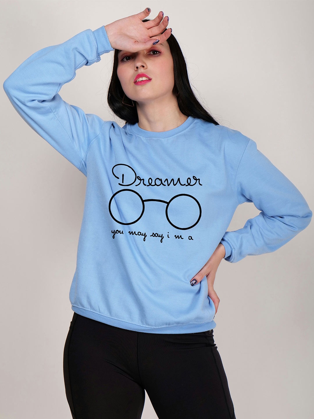 

Fashion And Youth Typography Printed Fleece Pullover, Blue