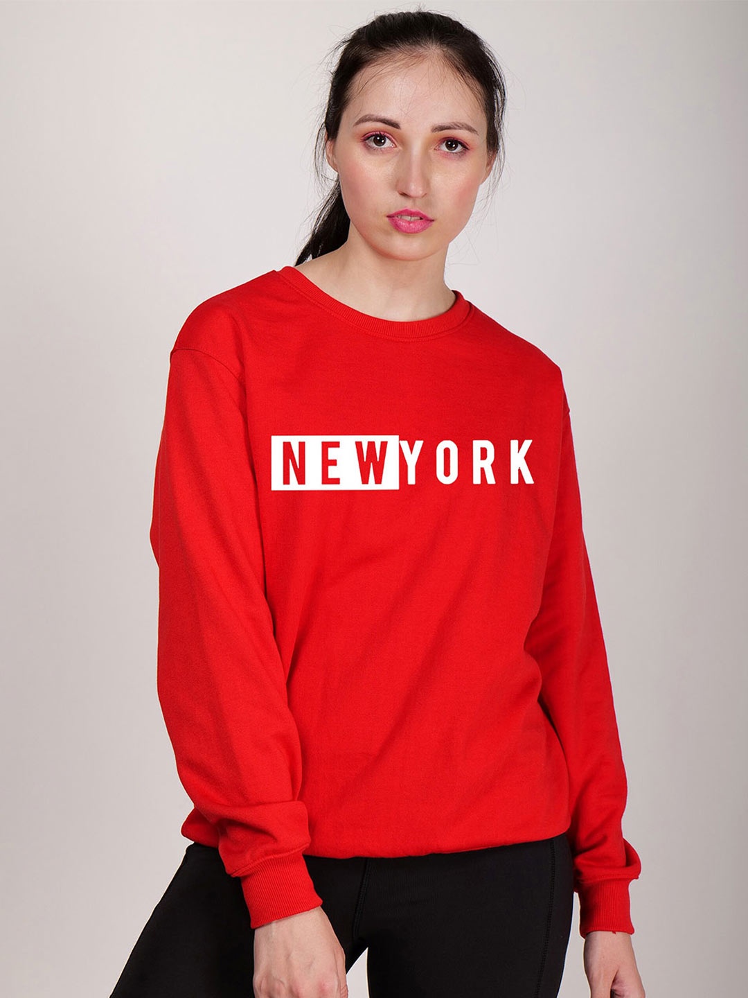 

Fashion And Youth Typography Printed Fleece Sweatshirt, Red