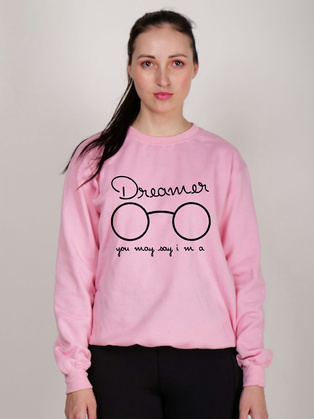 

Fashion And Youth Typography Printed Fleece Sweatshirt, Pink