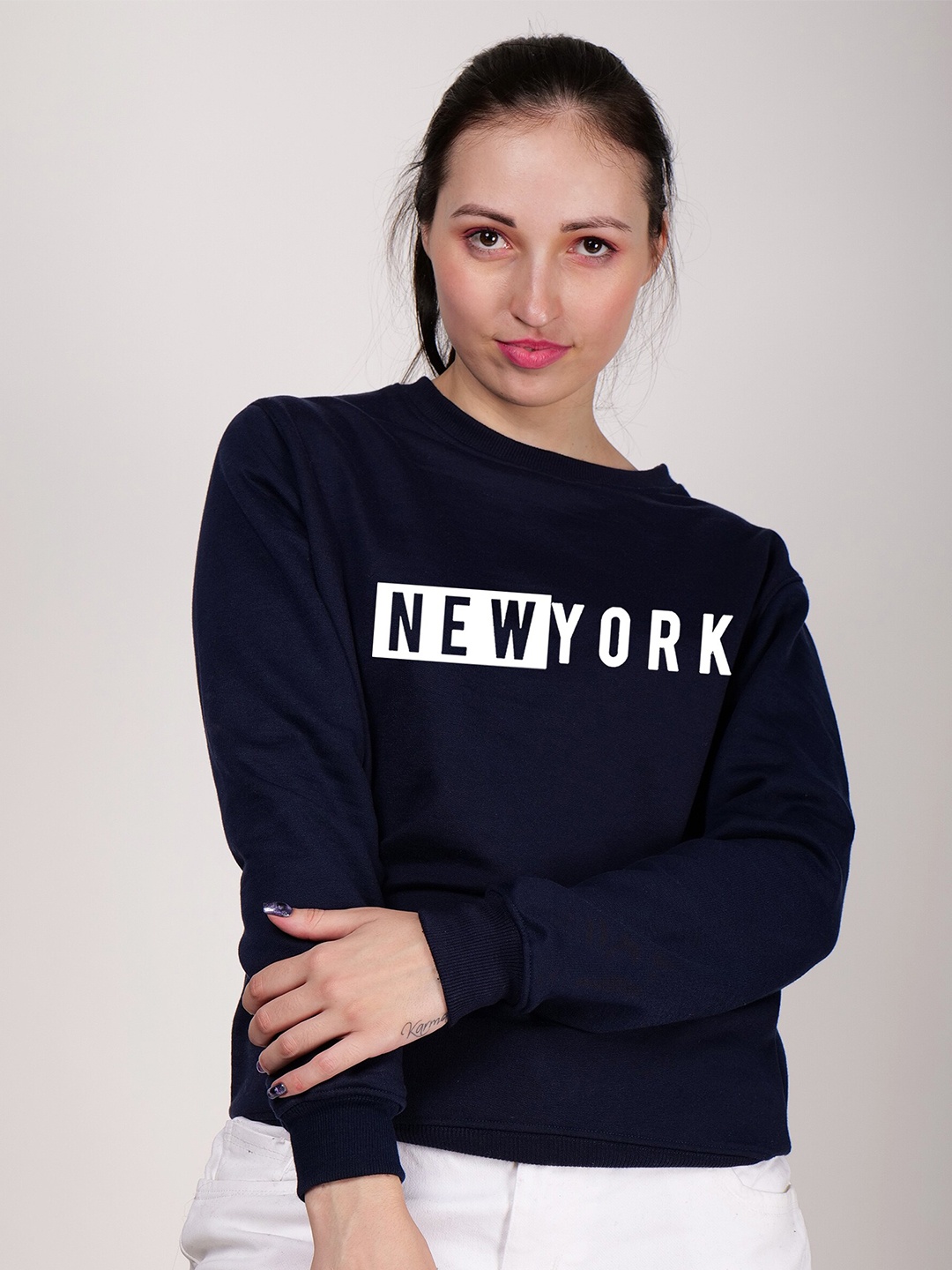 

Fashion And Youth Typographic Printed Fleece Sweatshirt, Navy blue
