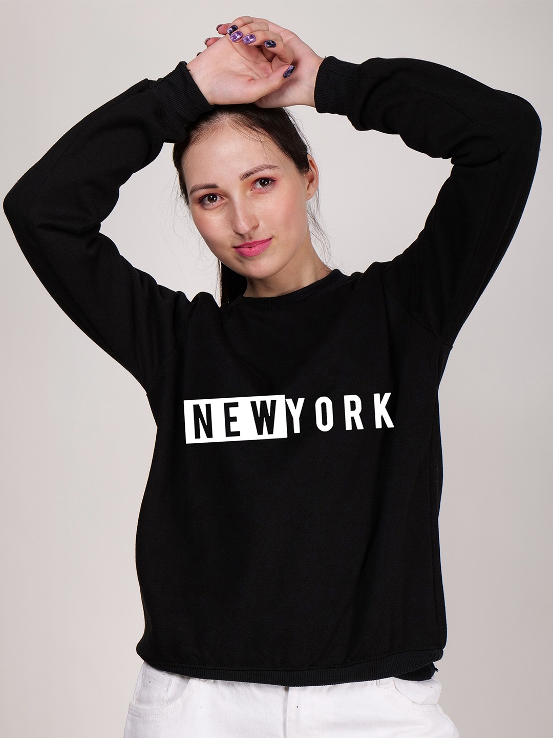 

Fashion And Youth Round Neck Typography Printed Pullover Fleece Sweatshirt, Black