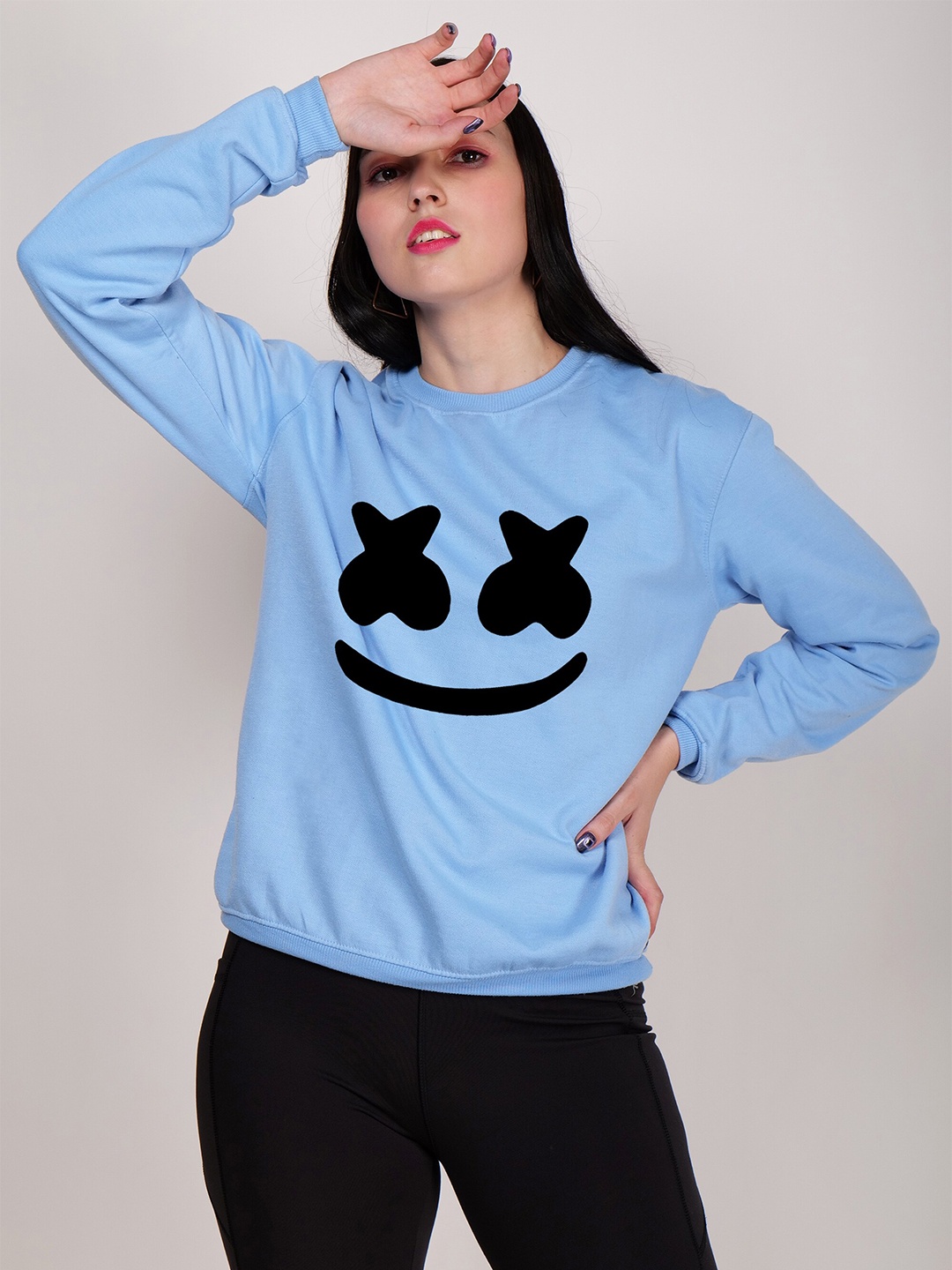 

Fashion And Youth Graphic Printed Fleece Pullover, Blue