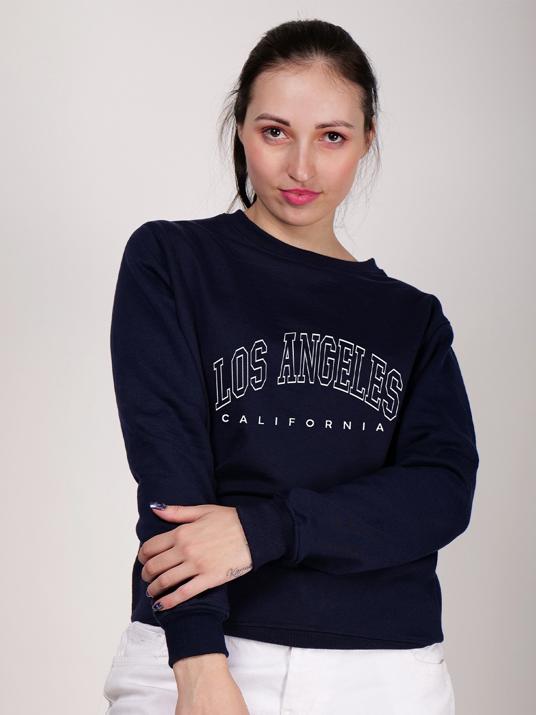 

Fashion And Youth Printed Fleece Pullover Sweatshirt, Navy blue