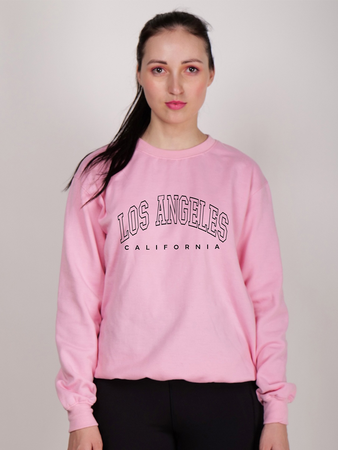 

Fashion And Youth Typography Printed Fleece Pullover, Pink