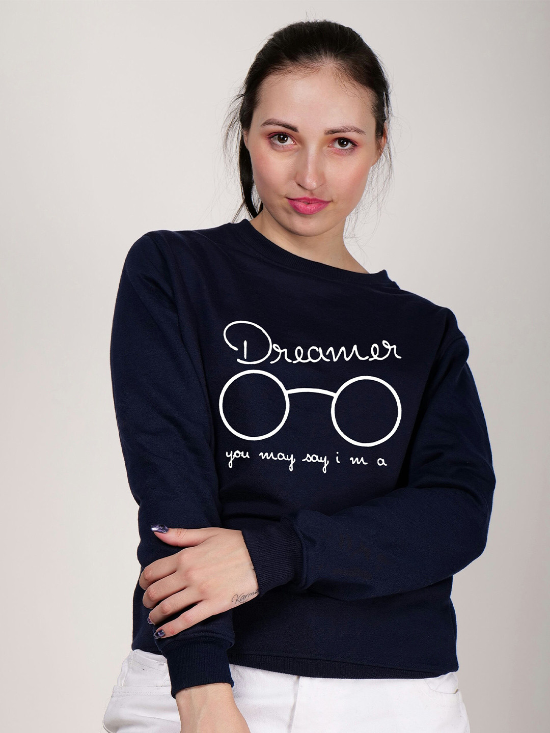 

Fashion And Youth Typographic Printed Fleece Sweatshirt, Navy blue