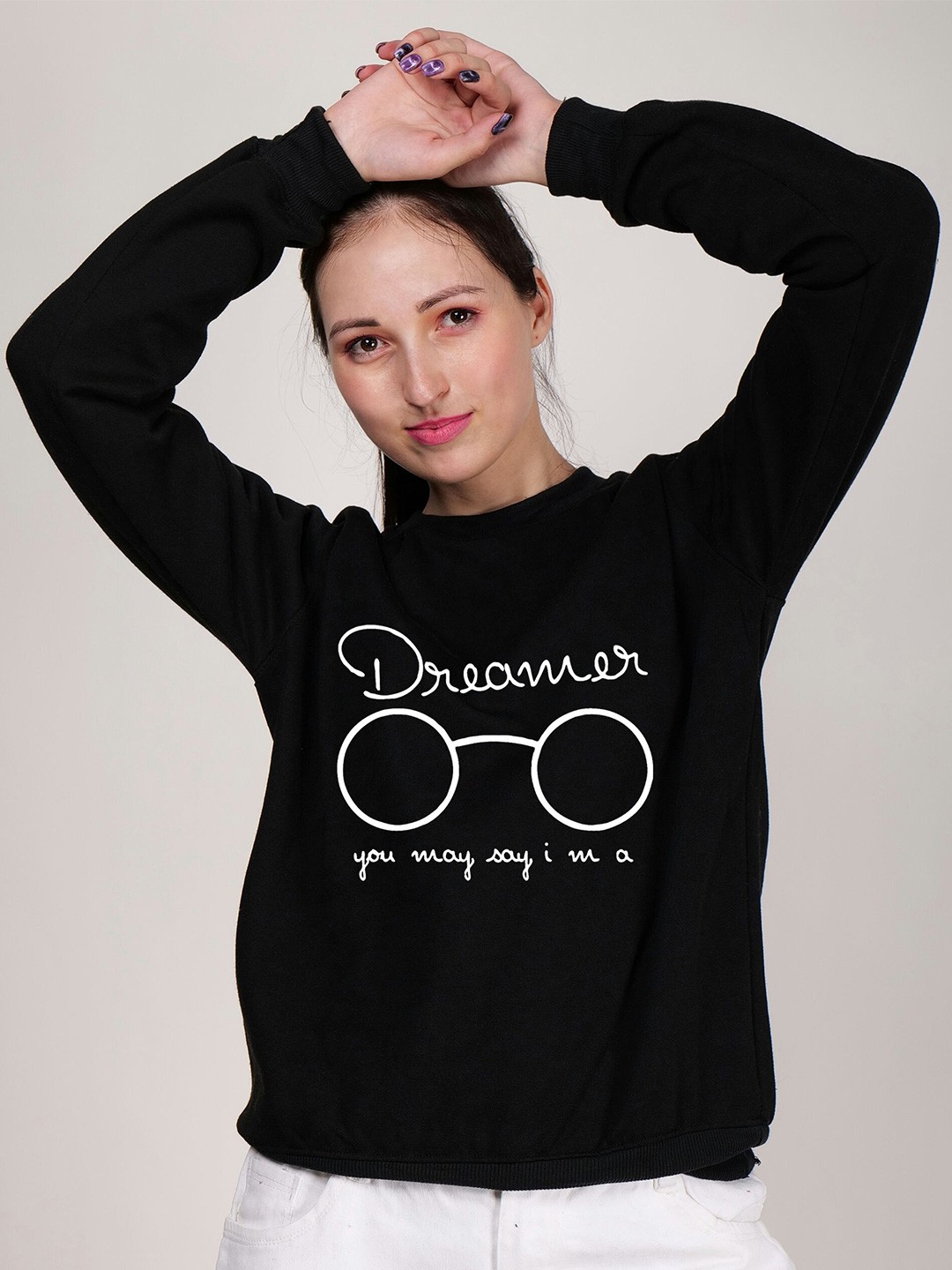 

Fashion And Youth Typography Printed Fleece Sweatshirt, Black