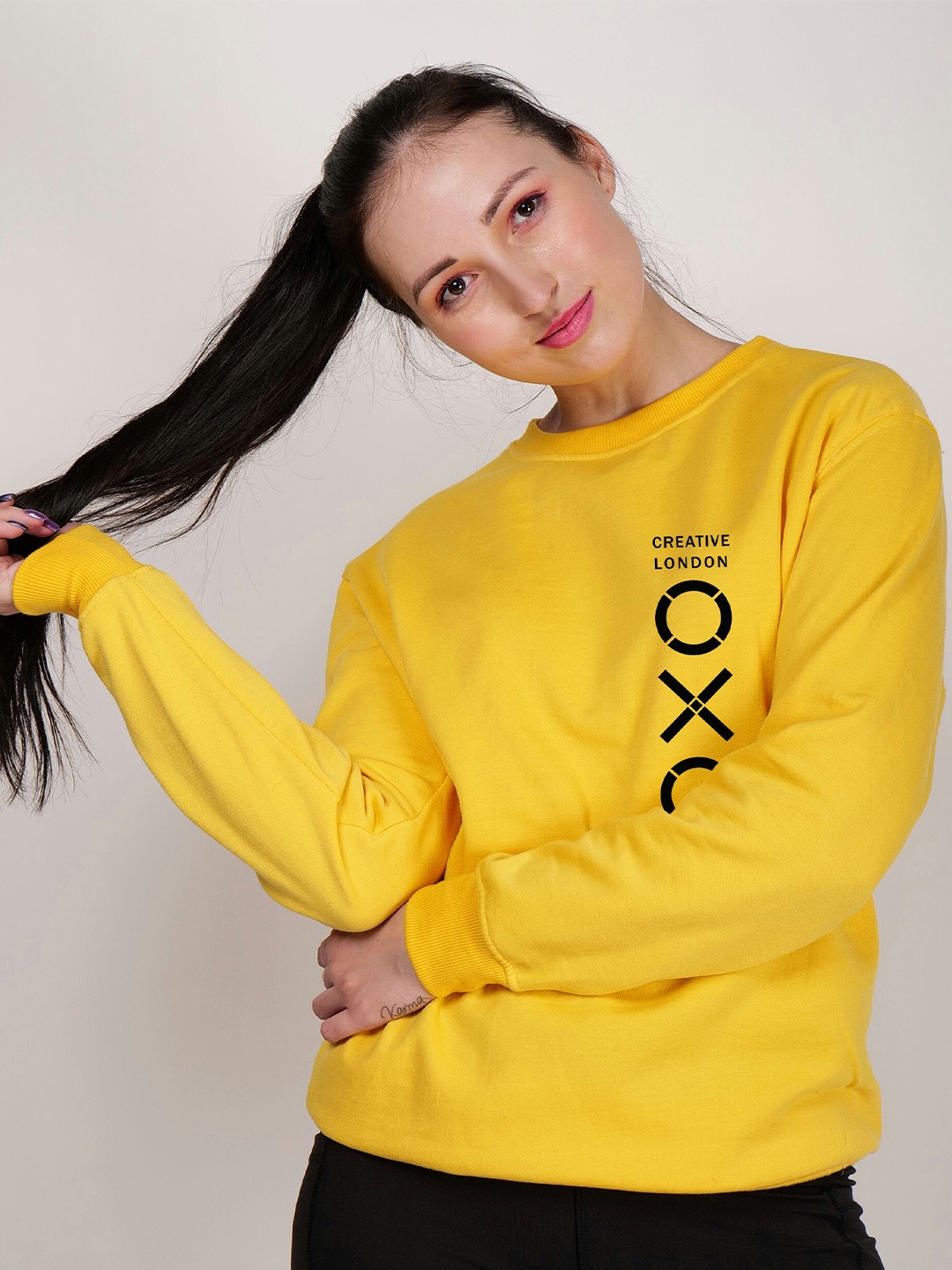 

Fashion And Youth Printed Fleece Pullover Sweatshirt, Yellow