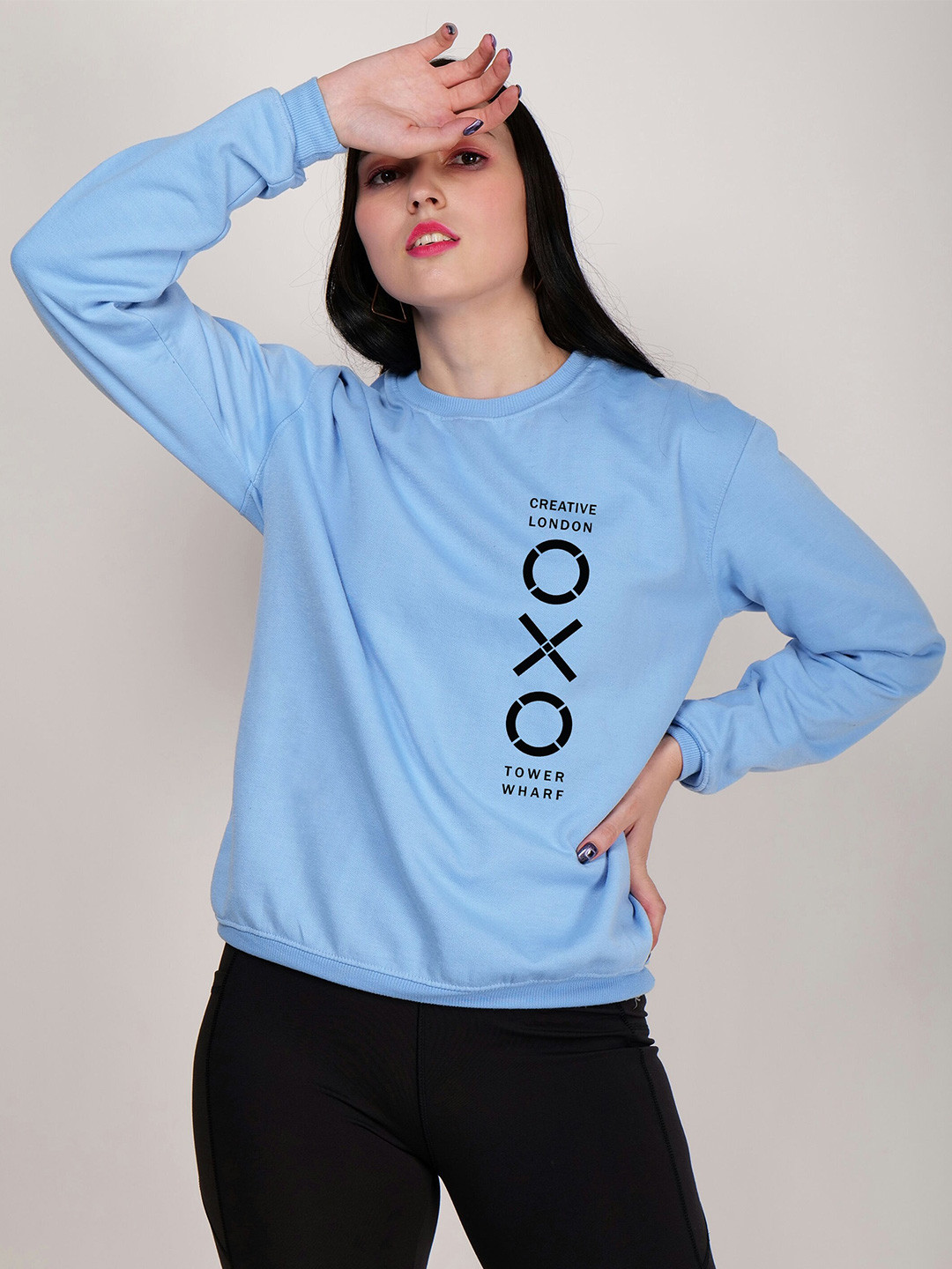 

Fashion And Youth Typography Printed Round Neck Fleece Pullover Sweatshirt, Sea green