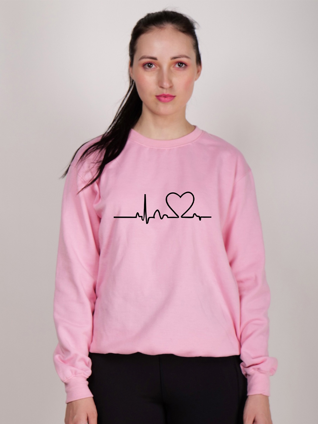 

Fashion And Youth Graphic Printed Fleece Pullover, Pink