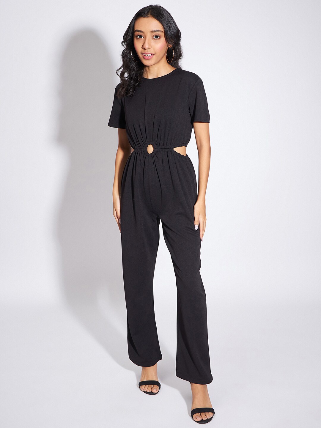 

luyk Girls Round Neck Gathers Basic Jumpsuit, Black