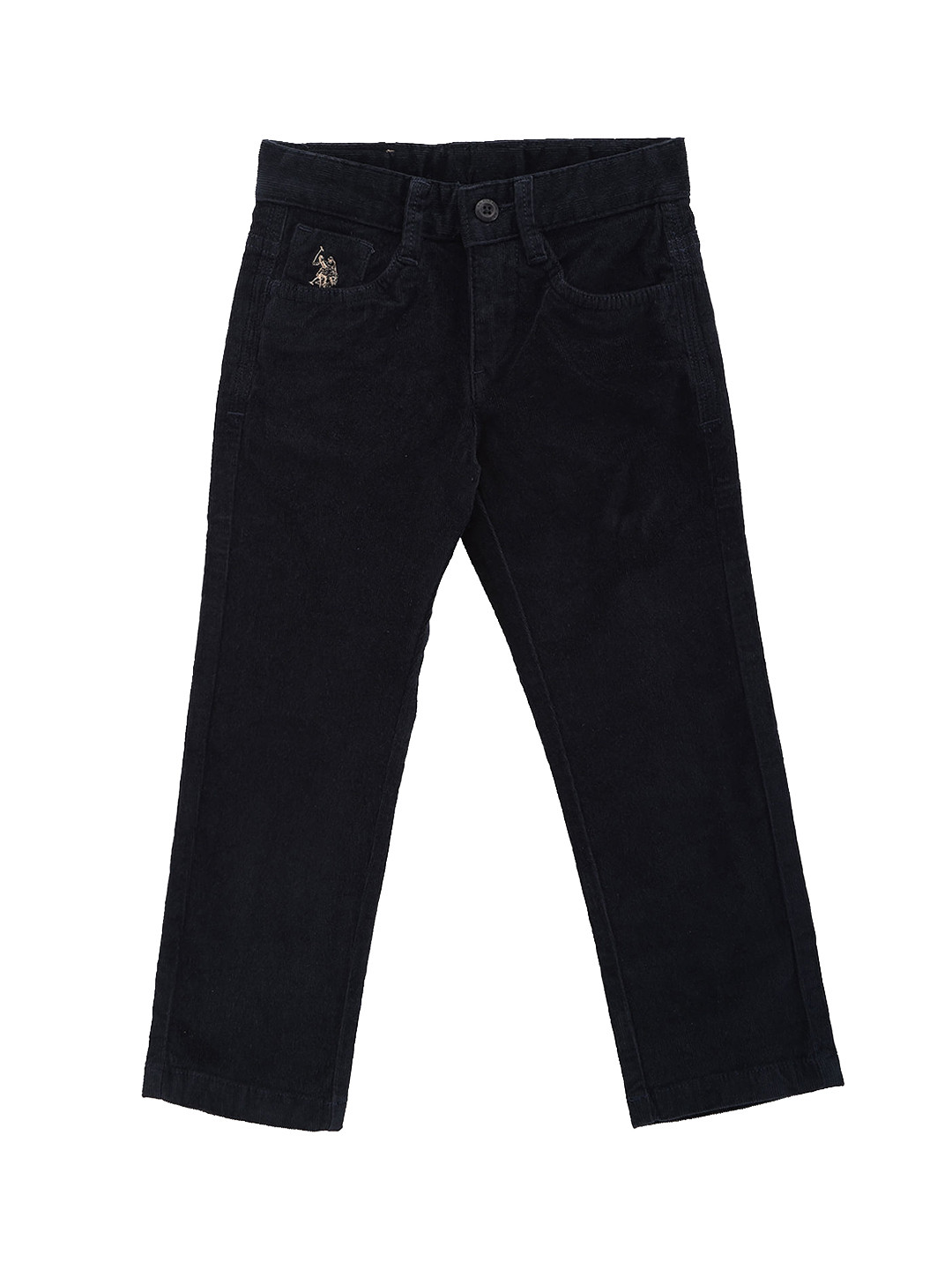 

U.S. Polo Assn. Kids Boys Classic Regular Fit Plain Cotton Corduroy Regular Trousers, Blue