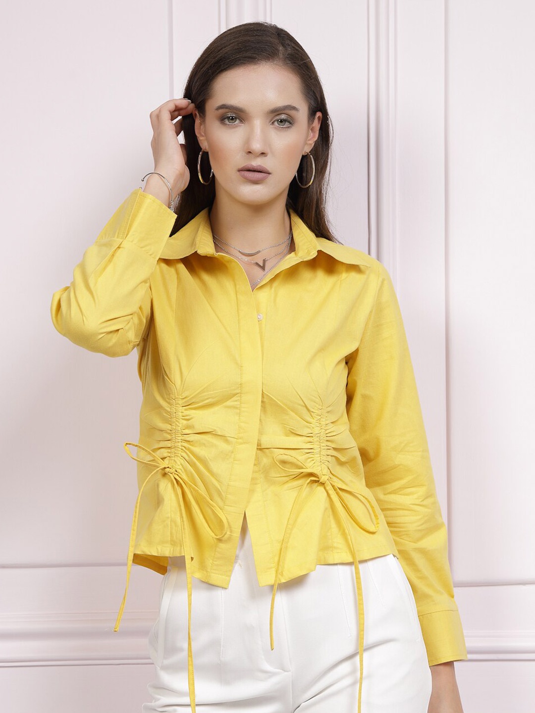 

Athena Ruched Cotton Shirt Style Top, Yellow