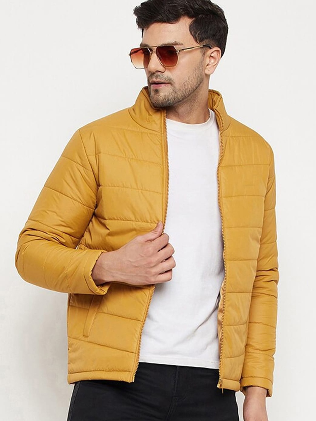 

9ty3ree Mock Collar Insulator Puffer Jacket, Mustard
