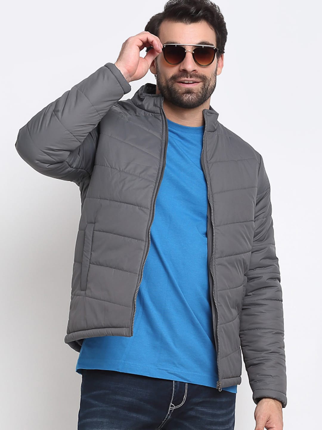 

9ty3ree Mandarin Collar Insulator Puffer Jacket, Grey