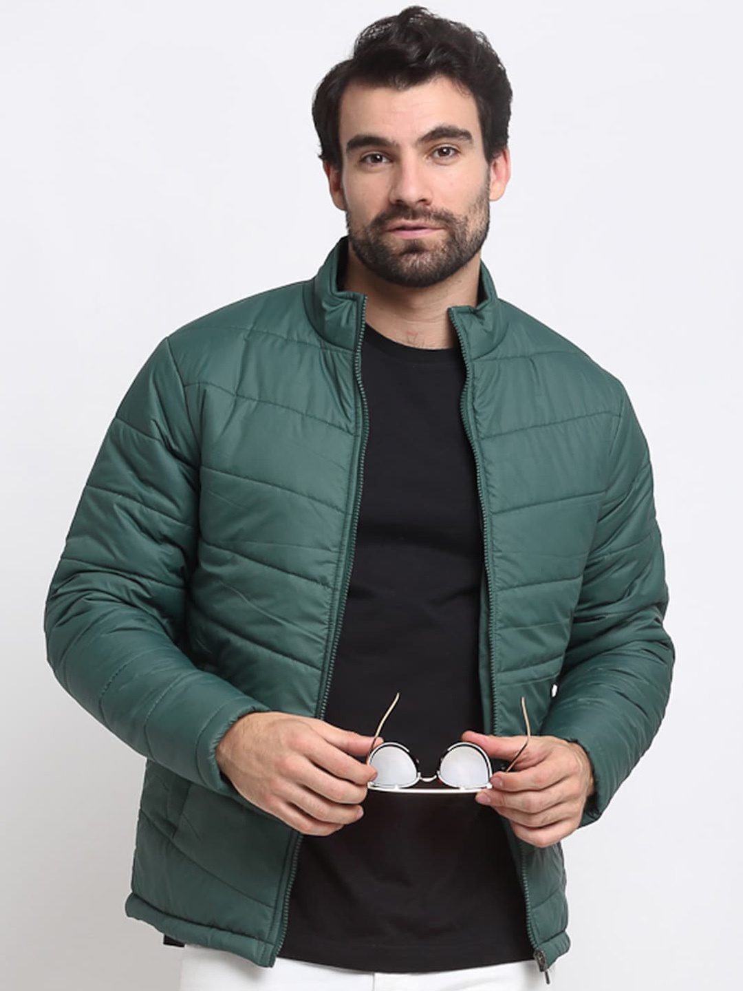 9ty3ree Mock Collar Insulator Outdoor Padded Jacket, Green