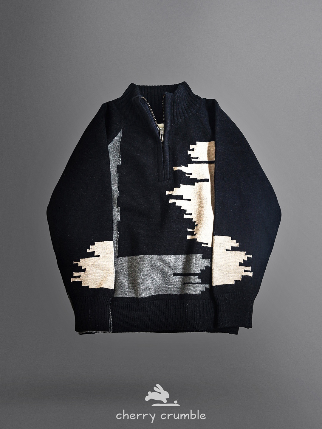 

Cherry Crumble Kids Abstract Printed Pullover Sweater, Black