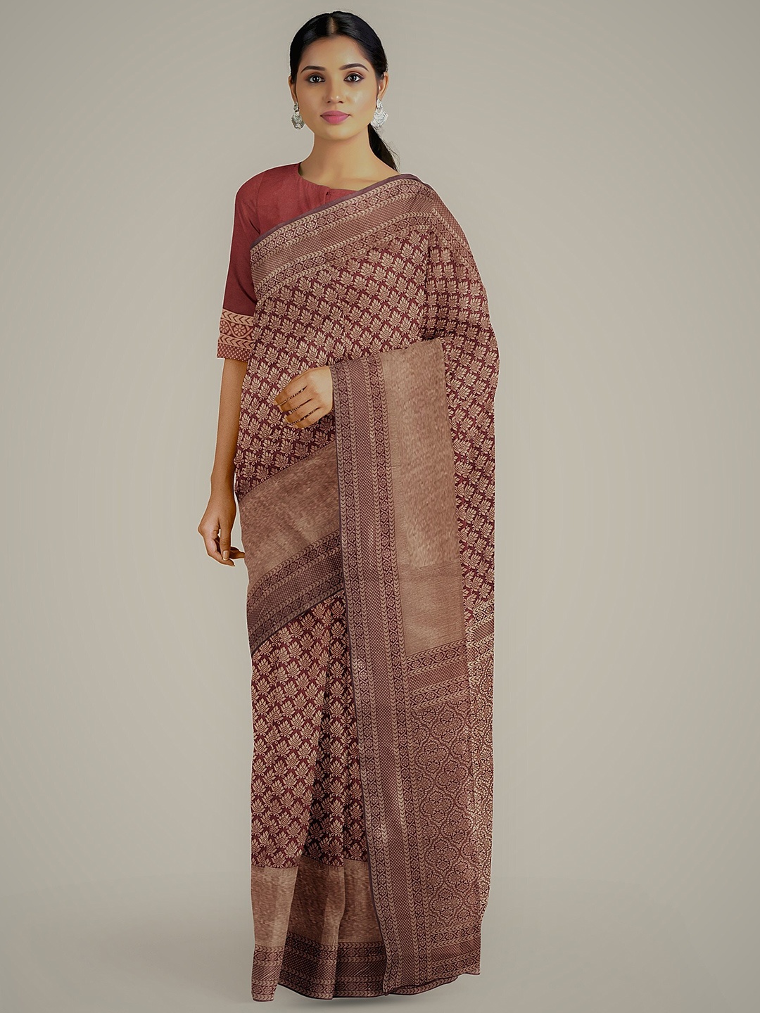 

Fashion Booms Woven Design Zari Art Silk Banarasi Saree, Maroon