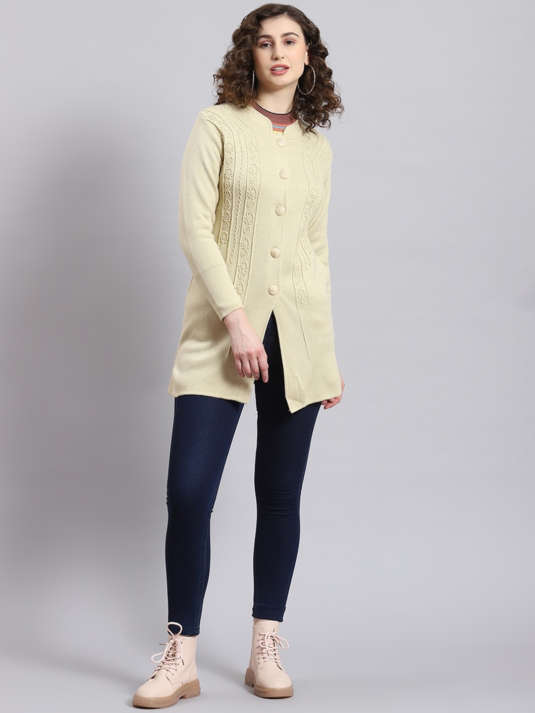 

Monte Carlo Self Design Longline Cardigan, Lime green