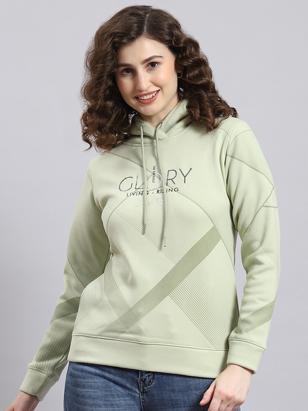 

Monte Carlo Typography Embroidered Hooded Pullover Sweatshirt, Green