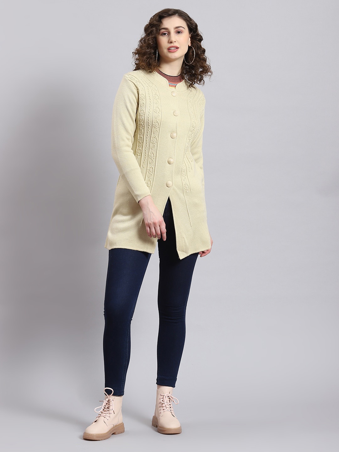 

Monte Carlo Self Design Longline Cardigan, Lime green