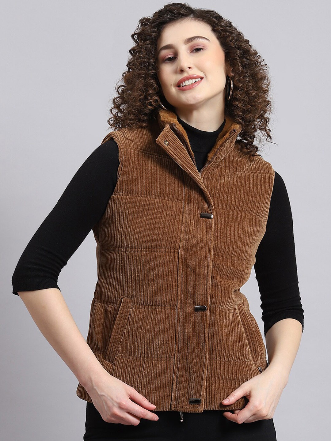 

Monte Carlo Self Design Lightweight Tailored Jacket With Faux Fur Detail, Brown