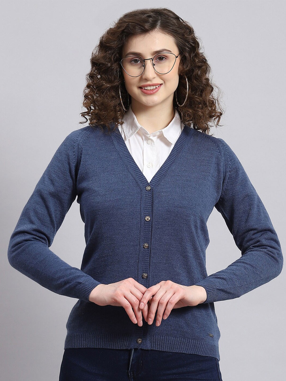 

Monte Carlo V-Neck Woollen Cardigan, Blue
