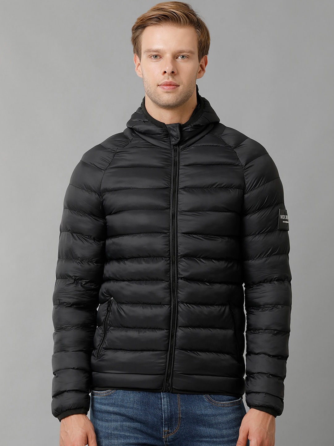 

Voi Jeans Hooded Lightweight Puffer Jacket, Black