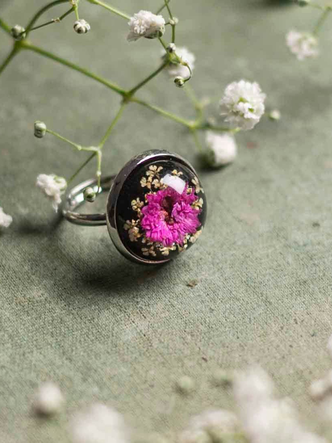 

LEAFYAFFAIR Silver-Plated Adjustable Finger Ring