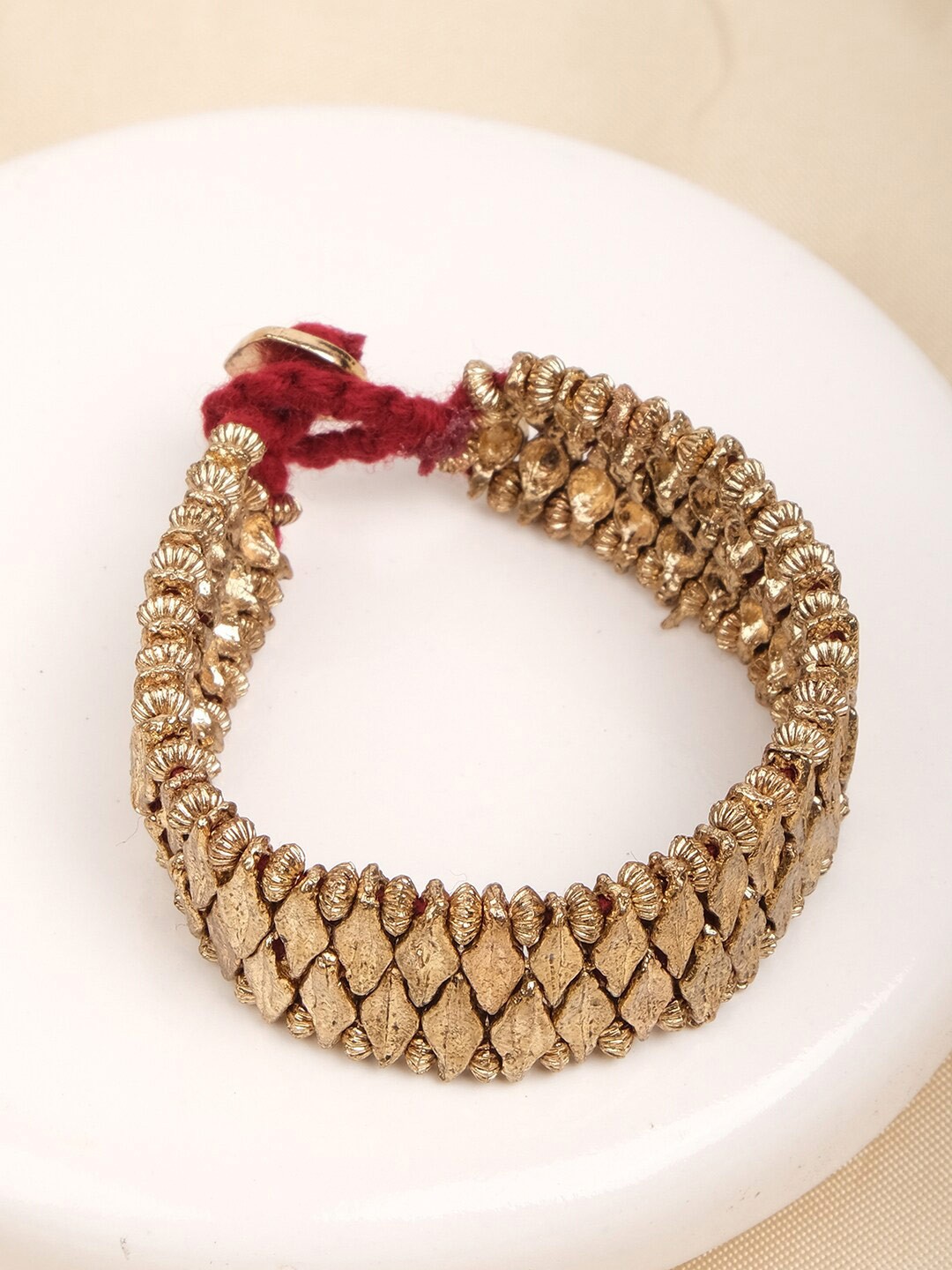 

XPNSV Women Brass Gold-Plated Beads Cuff Bracelet