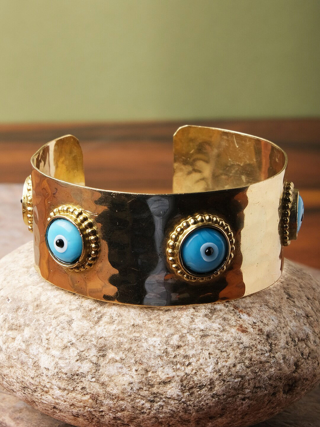 

XPNSV Women Brass Gold-Plated Evil Eye Cuff Bracelet