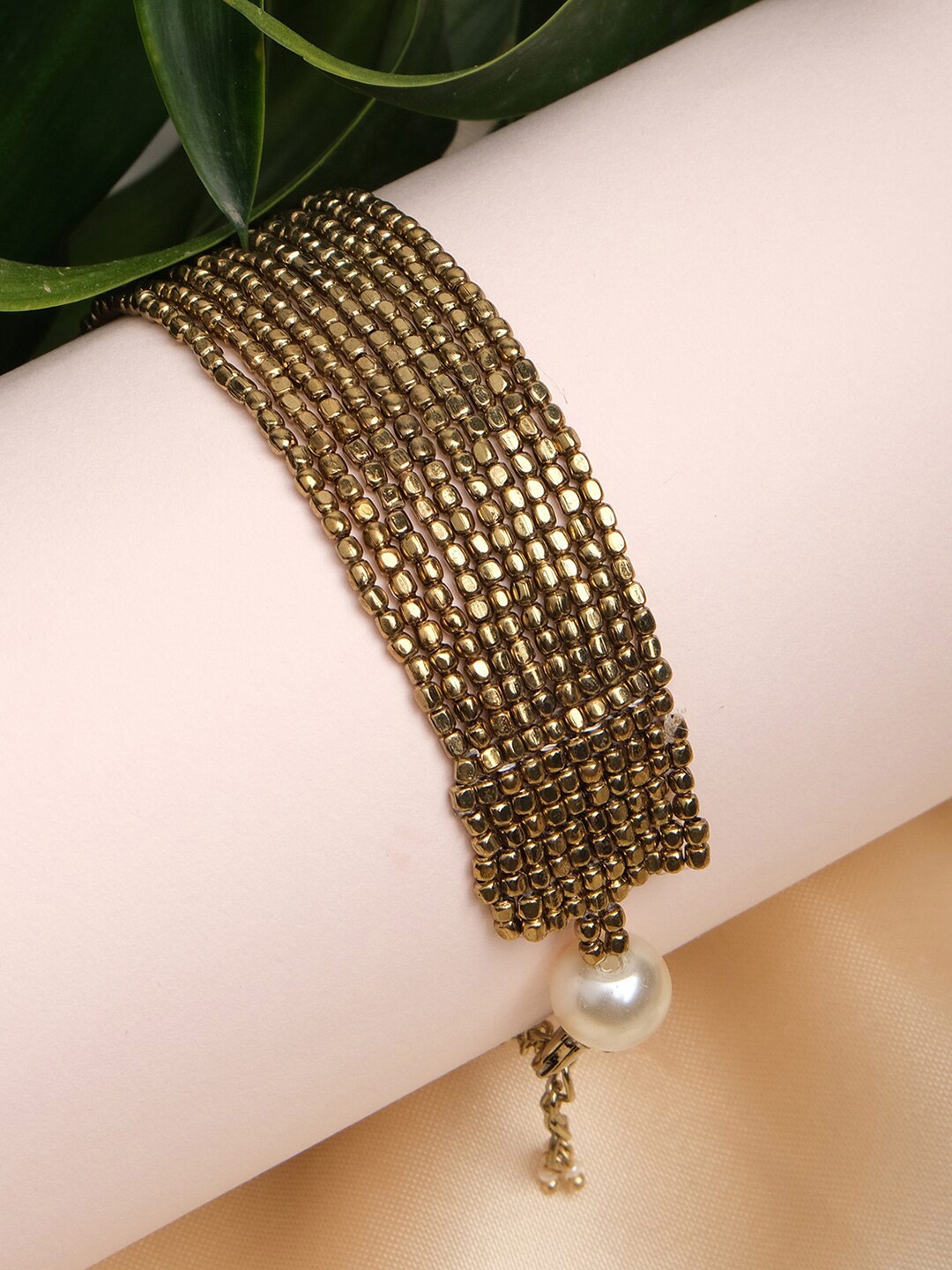 

XPNSV Women Brass Gold-Plated Beads Link Bracelet