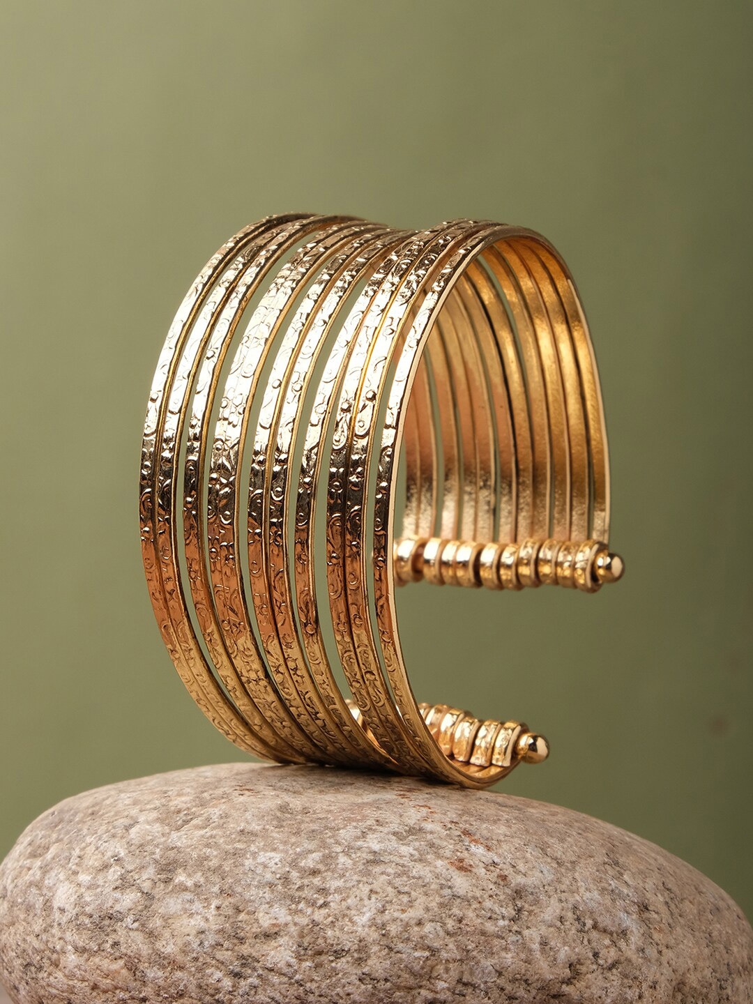

XPNSV Women Gold-Toned Brass Gold-Plated Cuff Bracelet