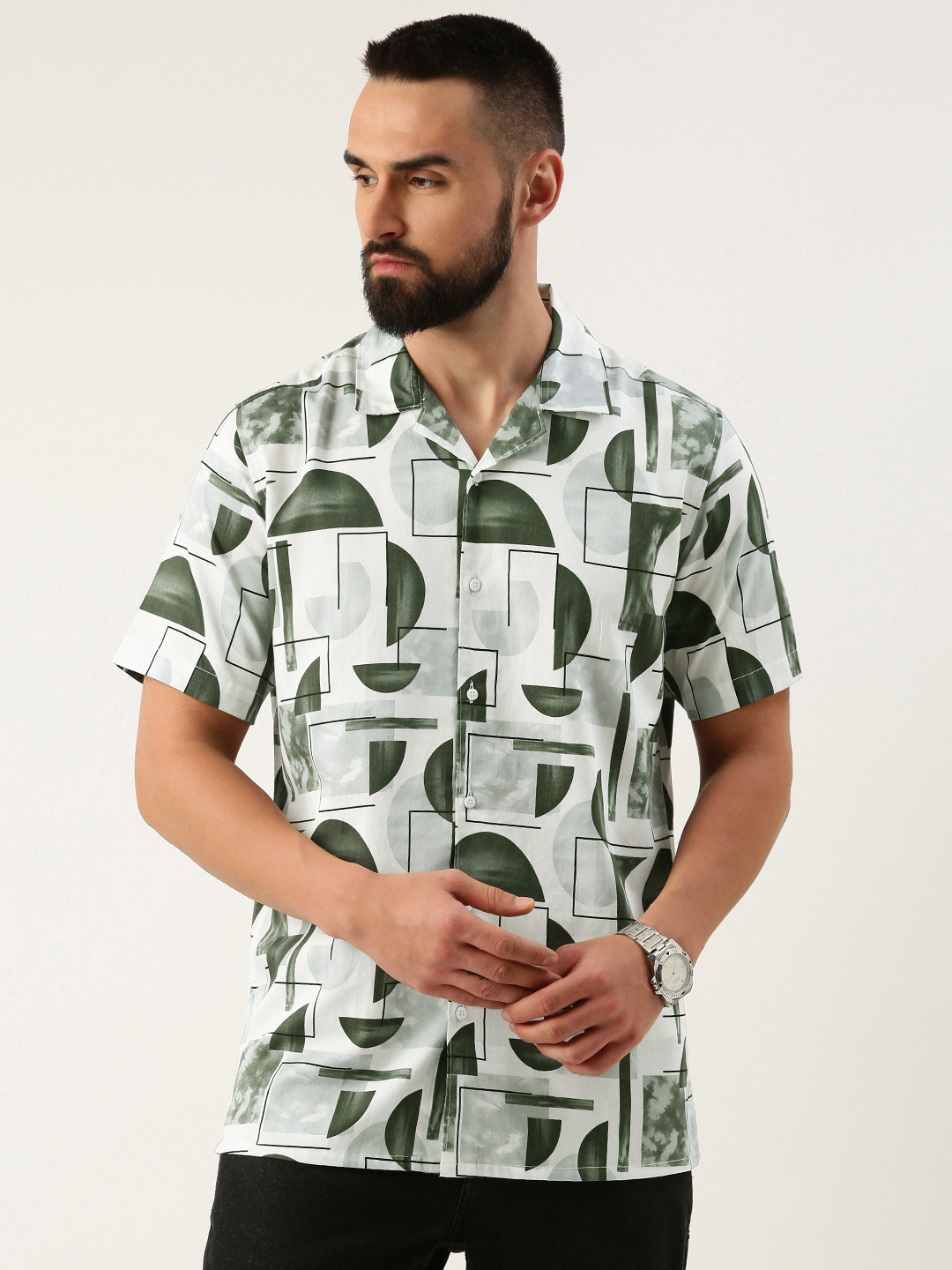 

Bene Kleed Men Opaque Printed Casual Shirt, White